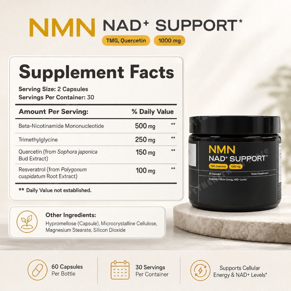 NMN NAD+ Support Capsules 1000 - огляд і ціна Wellness Quercetin